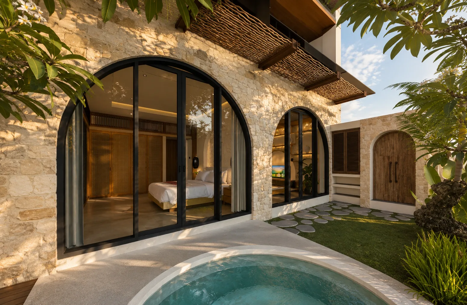 Sahadewa Dream Land arched pool courtyard