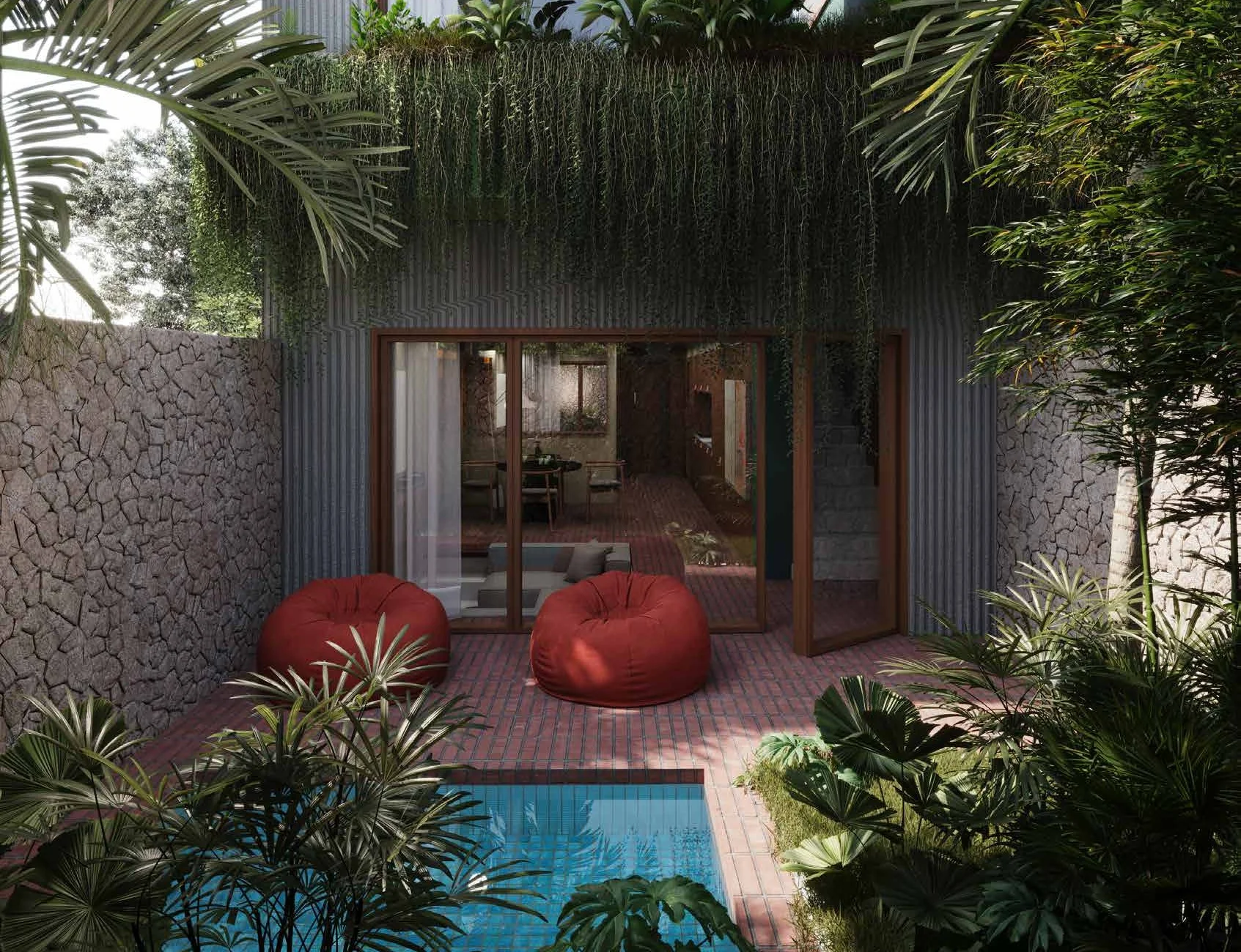 Whole Moon Villas tropical exterior rendering